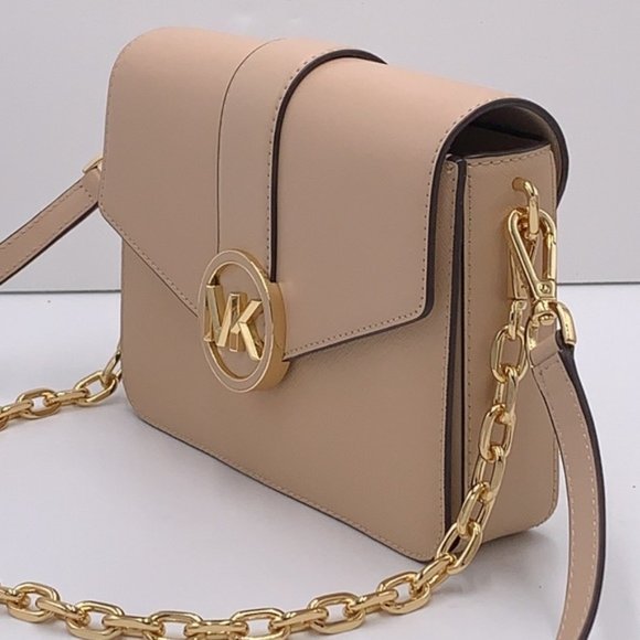 Michael Kors Carmen Medium Convertible Shoulder Bag Crossbody BUFF Leather - Picture 14 of 16